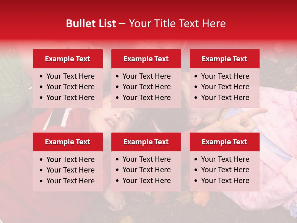 Children Relaxing On Autumn Grass PowerPoint Template