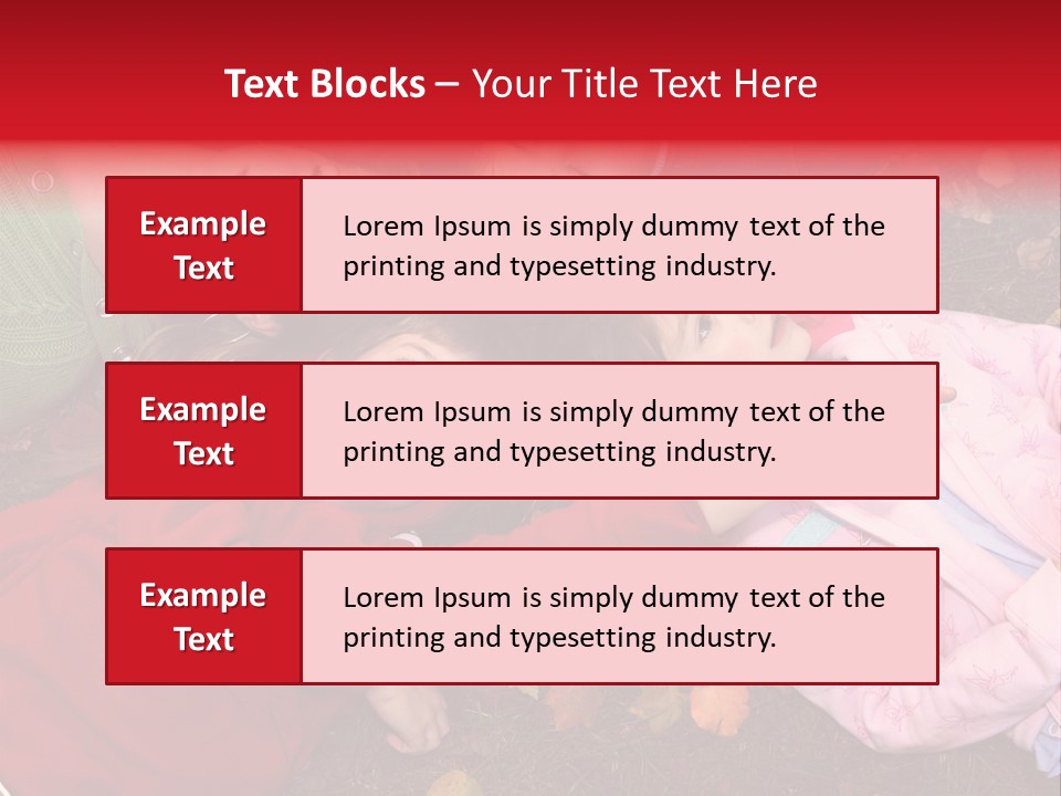 Children Relaxing On Autumn Grass PowerPoint Template
