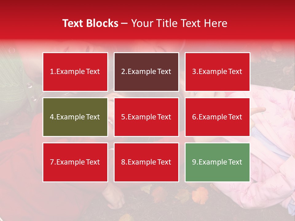 Children Relaxing On Autumn Grass PowerPoint Template