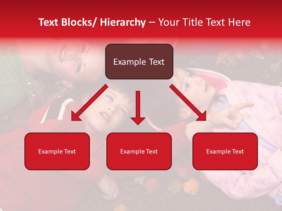 Children Relaxing On Autumn Grass PowerPoint Template