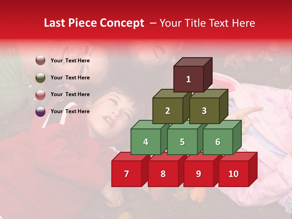 Children Relaxing On Autumn Grass PowerPoint Template