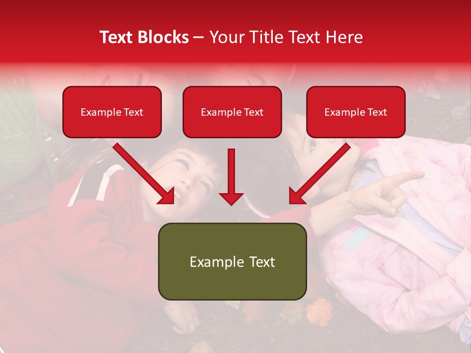 Children Relaxing On Autumn Grass PowerPoint Template