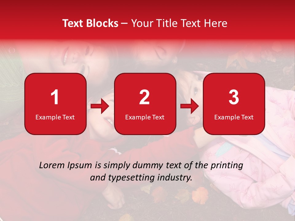 Children Relaxing On Autumn Grass PowerPoint Template