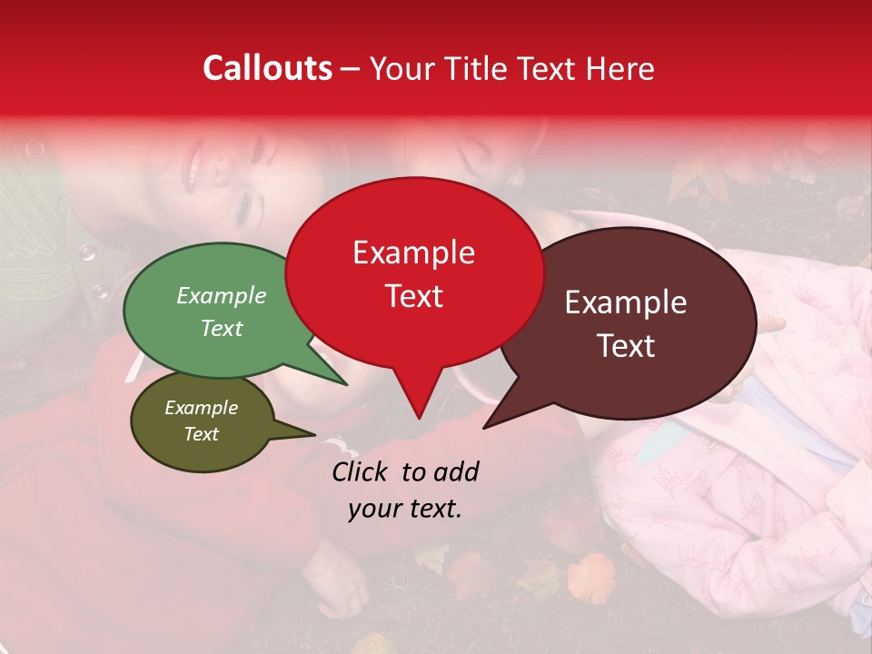 Children Relaxing On Autumn Grass PowerPoint Template