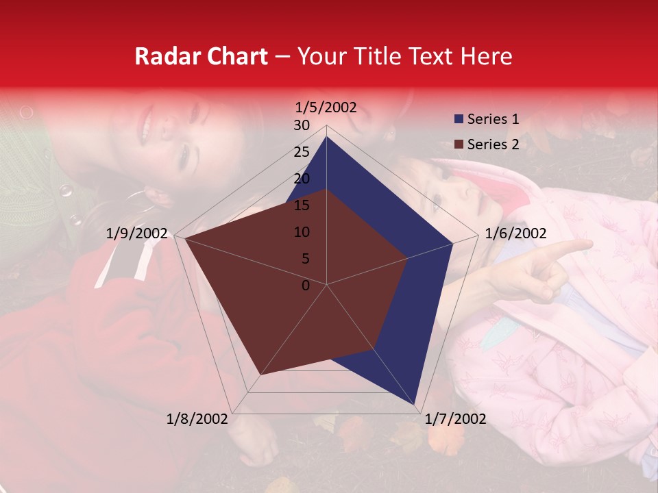 Children Relaxing On Autumn Grass PowerPoint Template