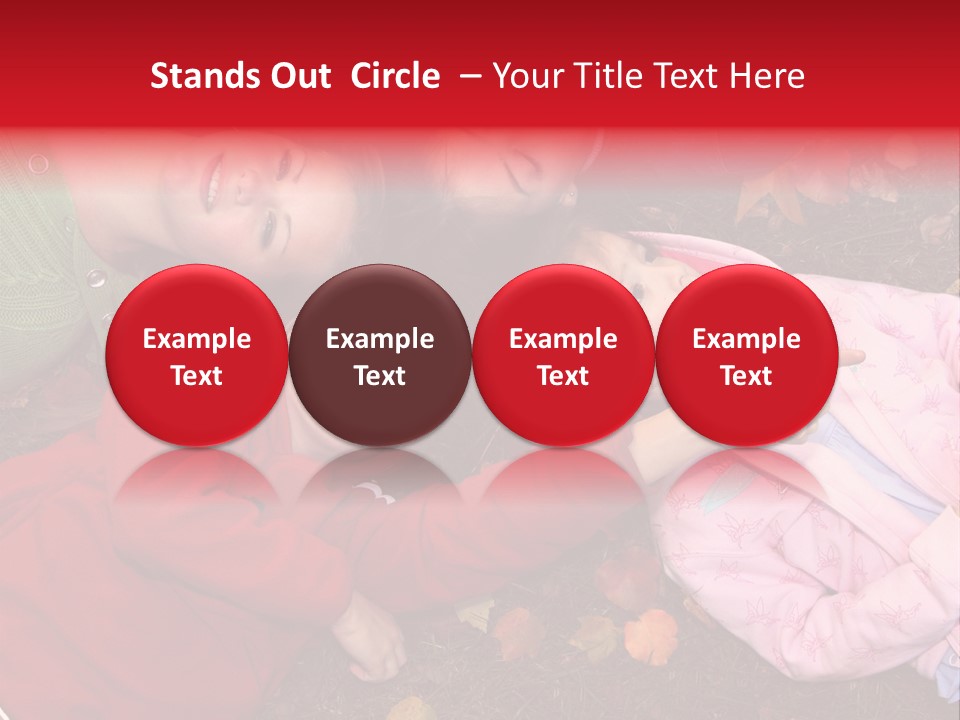 Children Relaxing On Autumn Grass PowerPoint Template