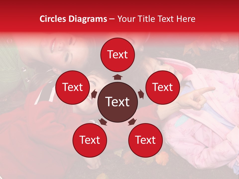 Children Relaxing On Autumn Grass PowerPoint Template