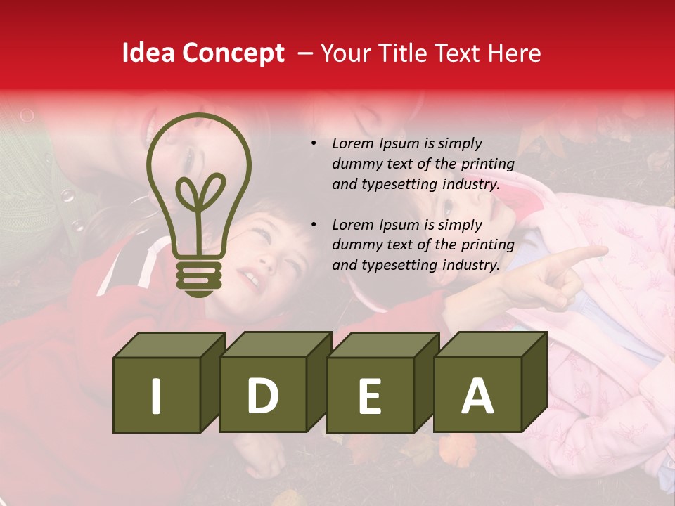 Children Relaxing On Autumn Grass PowerPoint Template