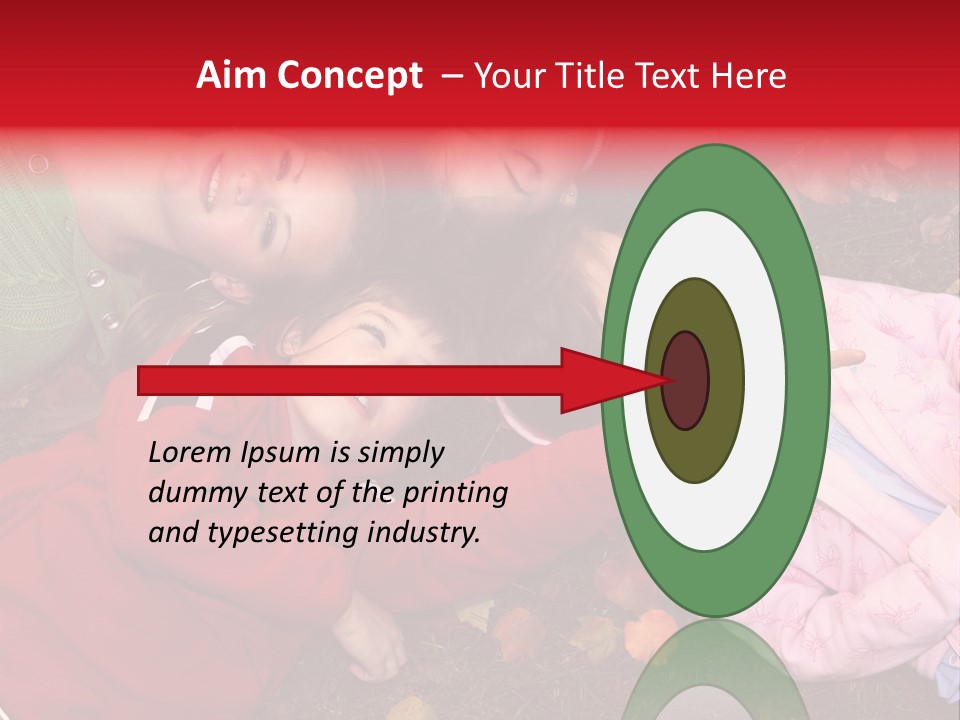 Children Relaxing On Autumn Grass PowerPoint Template