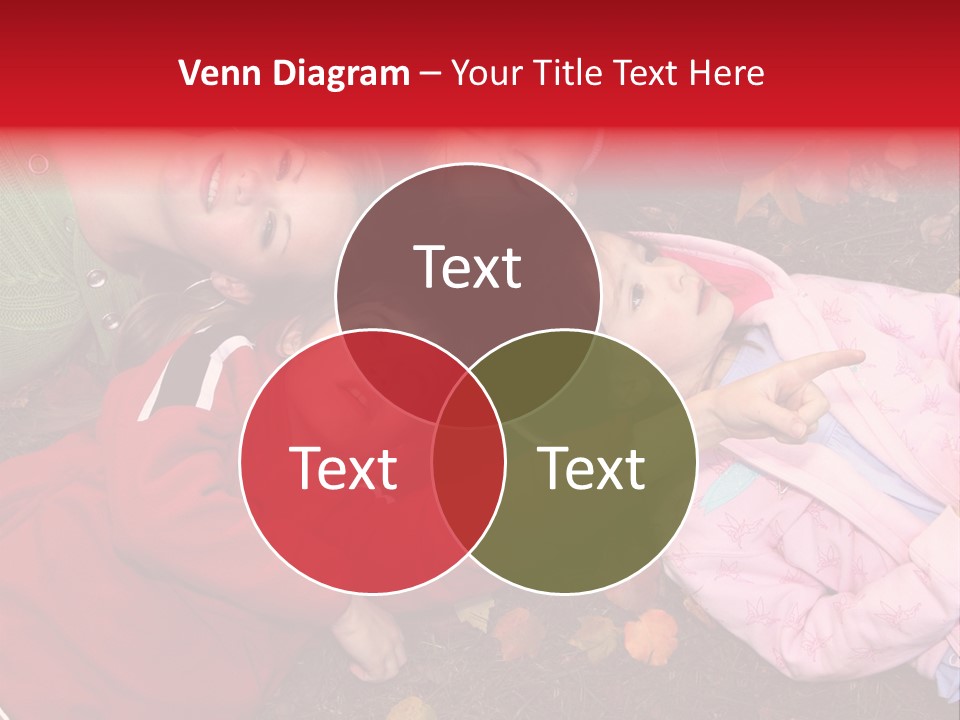 Children Relaxing On Autumn Grass PowerPoint Template