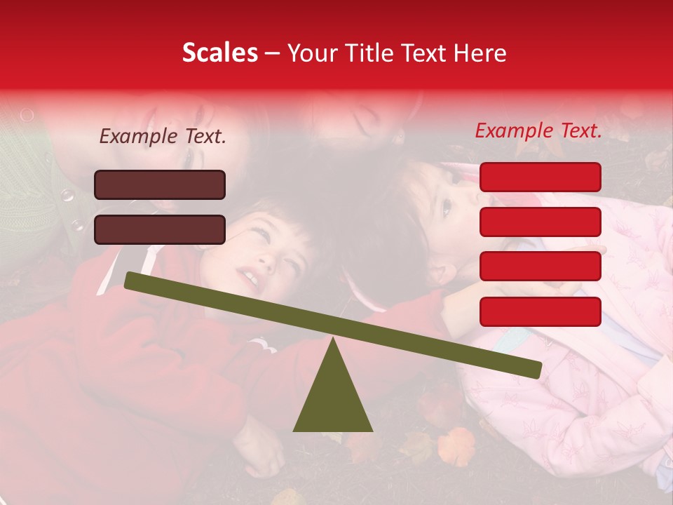 Children Relaxing On Autumn Grass PowerPoint Template