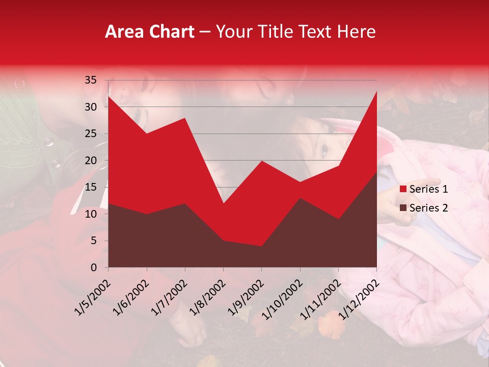 Children Relaxing On Autumn Grass PowerPoint Template
