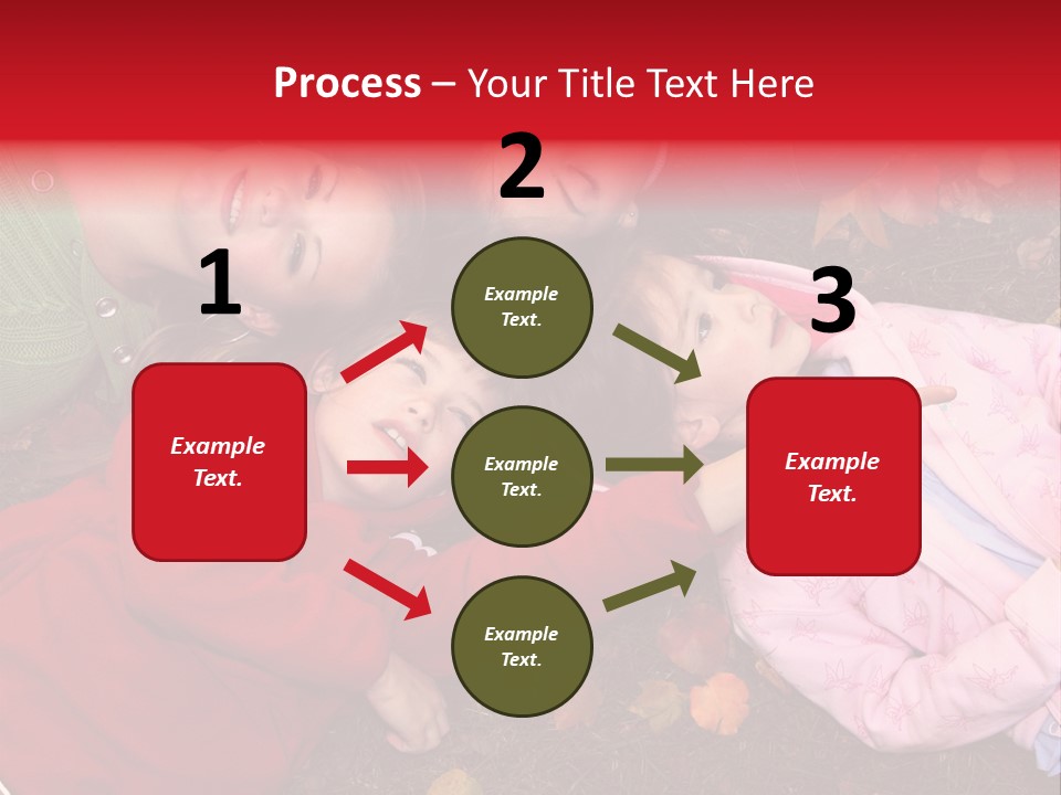 Children Relaxing On Autumn Grass PowerPoint Template