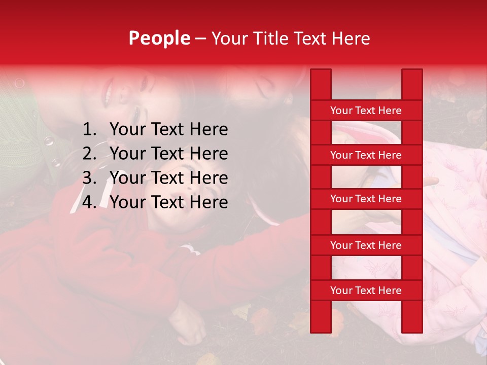 Children Relaxing On Autumn Grass PowerPoint Template