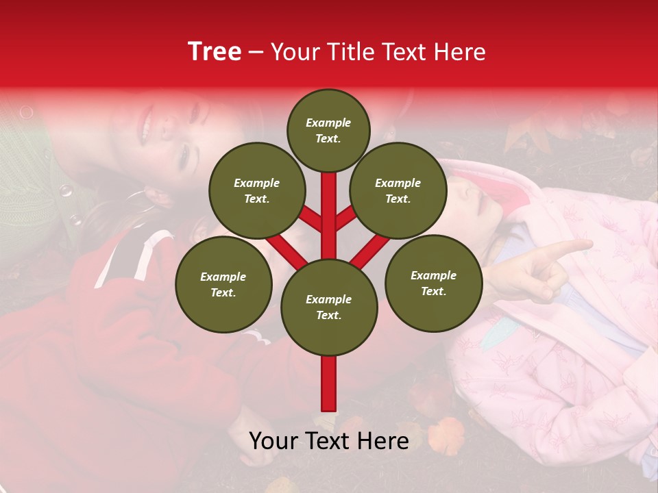 Children Relaxing On Autumn Grass PowerPoint Template