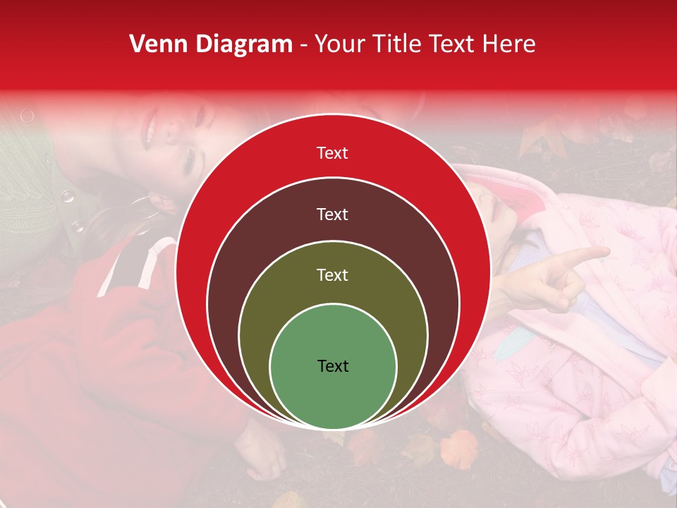 Children Relaxing On Autumn Grass PowerPoint Template