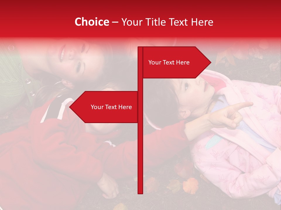 Children Relaxing On Autumn Grass PowerPoint Template