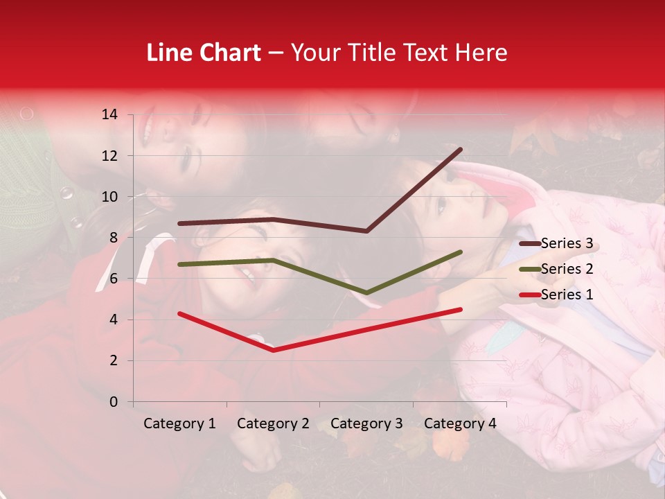 Children Relaxing On Autumn Grass PowerPoint Template