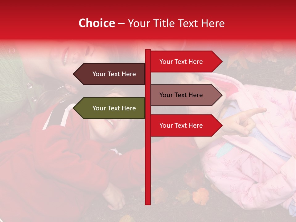 Children Relaxing On Autumn Grass PowerPoint Template