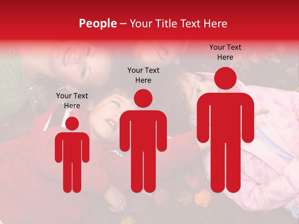 Children Relaxing On Autumn Grass PowerPoint Template