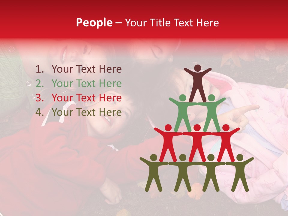 Children Relaxing On Autumn Grass PowerPoint Template