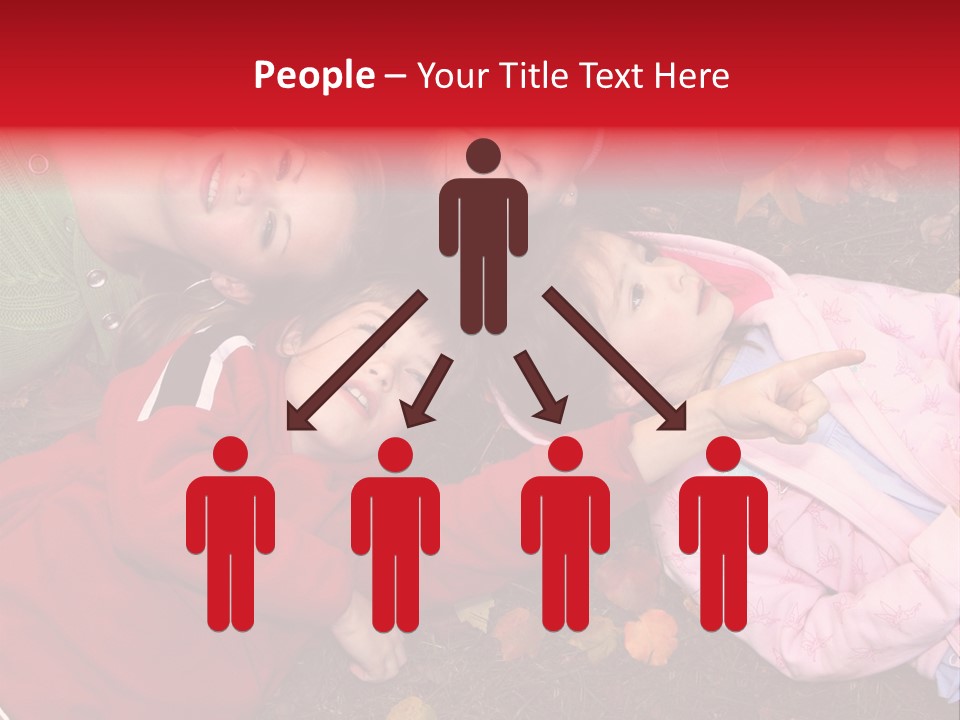 Children Relaxing On Autumn Grass PowerPoint Template