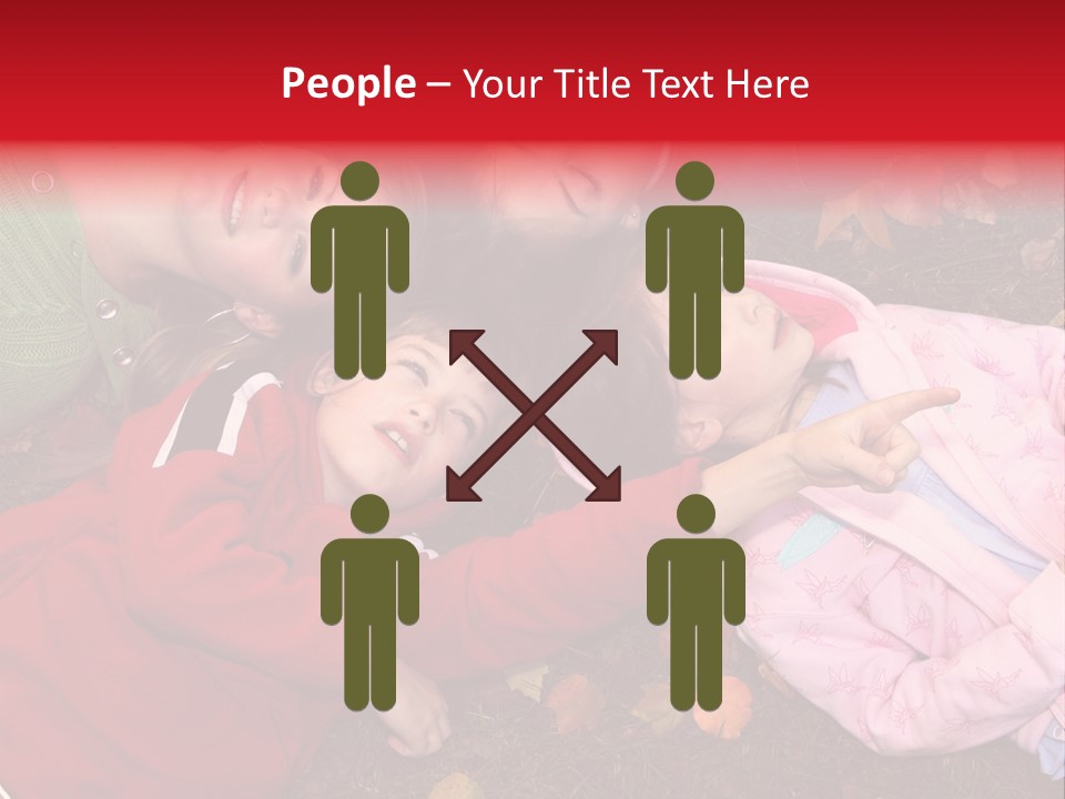 Children Relaxing On Autumn Grass PowerPoint Template