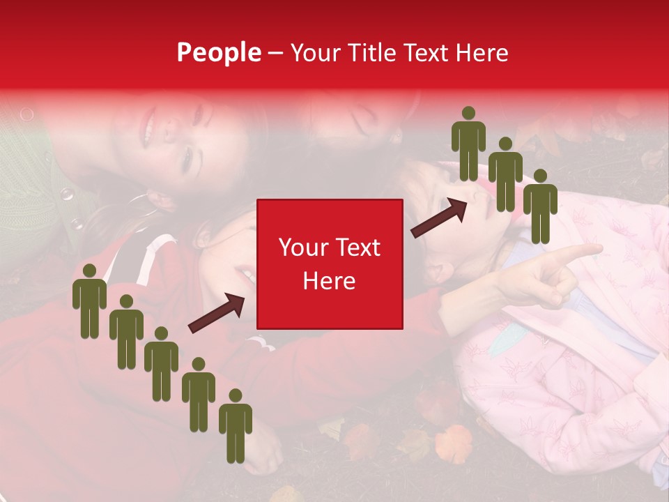 Children Relaxing On Autumn Grass PowerPoint Template