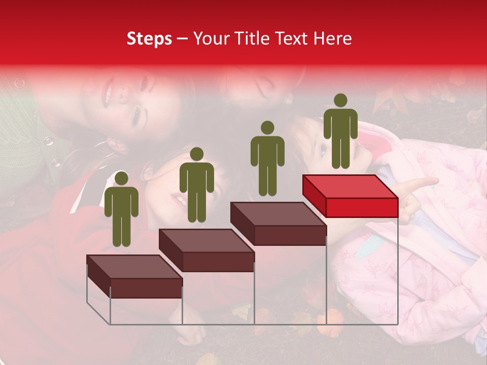 Children Relaxing On Autumn Grass PowerPoint Template