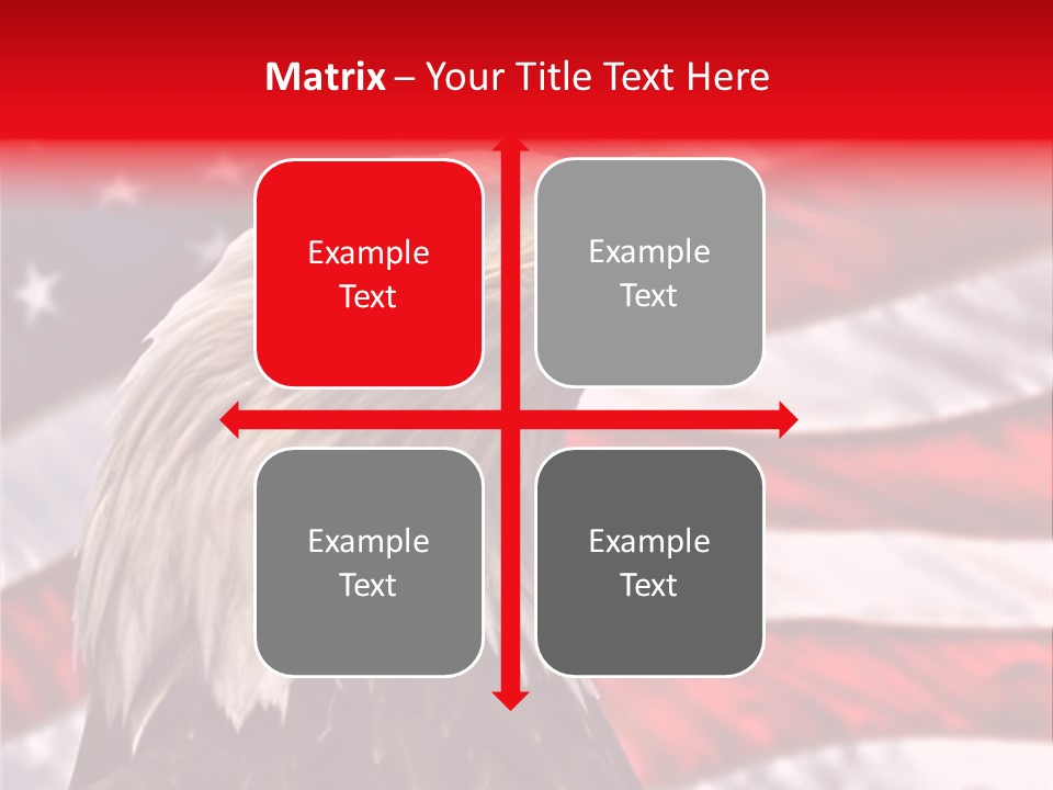 Double Exposure: Bald Eagle In The Foreground With The American Flag Blurred In The Background. PowerPoint Template