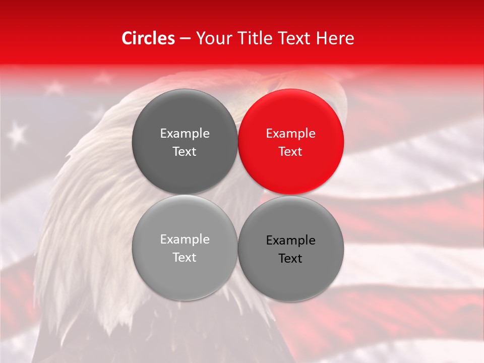 Double Exposure: Bald Eagle In The Foreground With The American Flag Blurred In The Background. PowerPoint Template