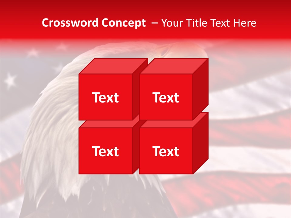 Double Exposure: Bald Eagle In The Foreground With The American Flag Blurred In The Background. PowerPoint Template