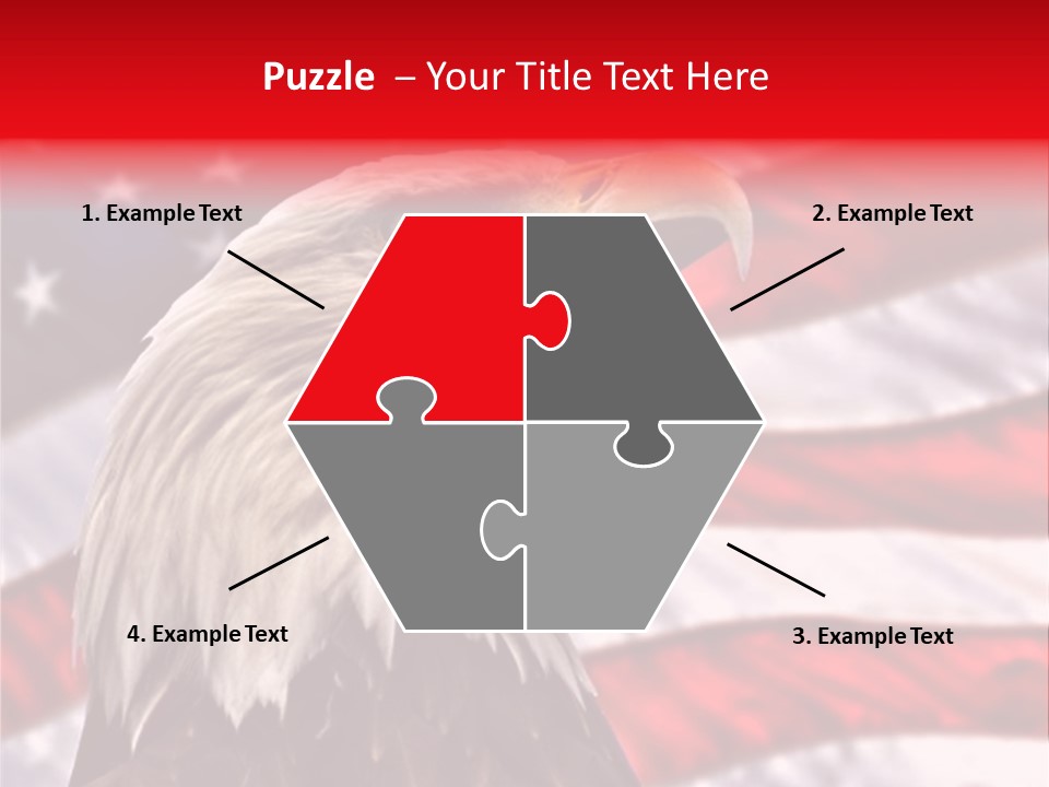 Double Exposure: Bald Eagle In The Foreground With The American Flag Blurred In The Background. PowerPoint Template
