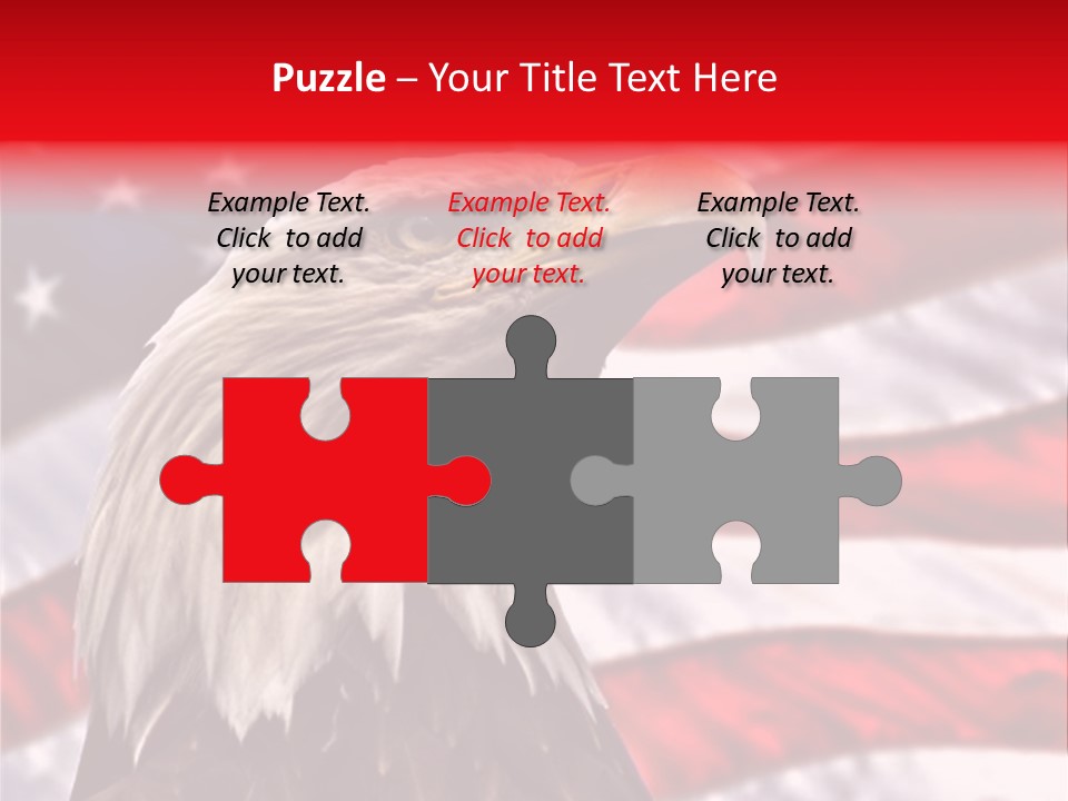 Double Exposure: Bald Eagle In The Foreground With The American Flag Blurred In The Background. PowerPoint Template