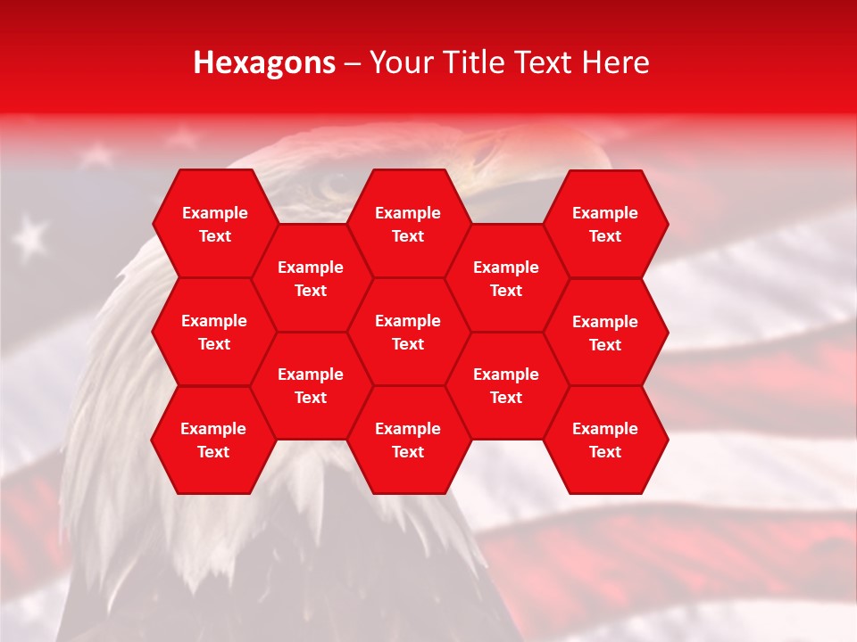 Double Exposure: Bald Eagle In The Foreground With The American Flag Blurred In The Background. PowerPoint Template