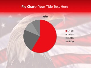 Double Exposure: Bald Eagle In The Foreground With The American Flag Blurred In The Background. PowerPoint Template