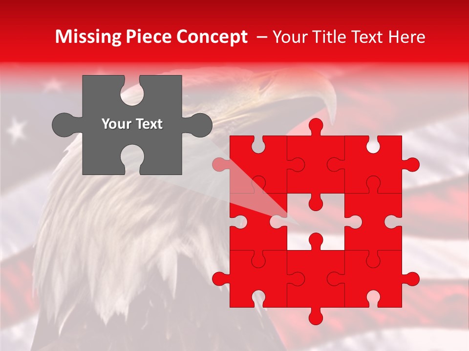 Double Exposure: Bald Eagle In The Foreground With The American Flag Blurred In The Background. PowerPoint Template