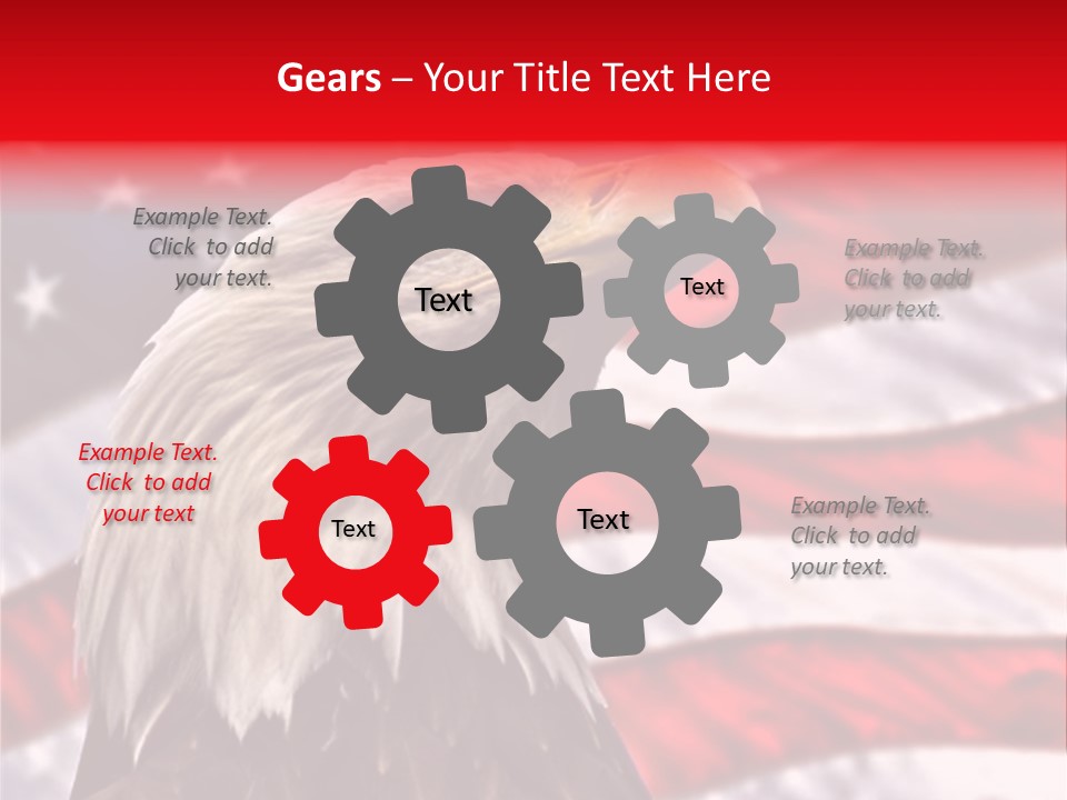 Double Exposure: Bald Eagle In The Foreground With The American Flag Blurred In The Background. PowerPoint Template