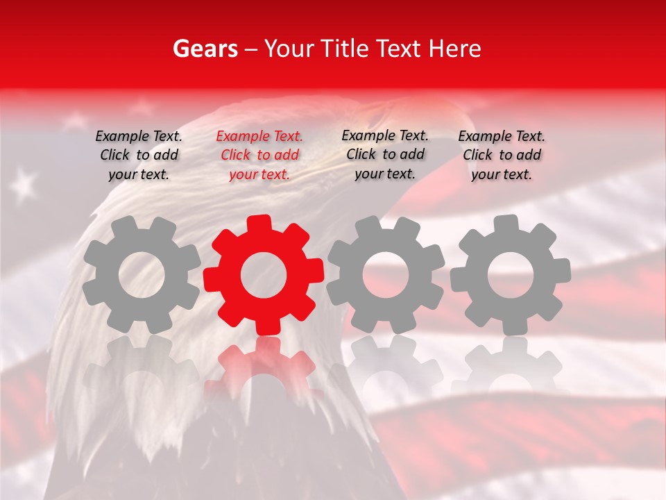 Double Exposure: Bald Eagle In The Foreground With The American Flag Blurred In The Background. PowerPoint Template