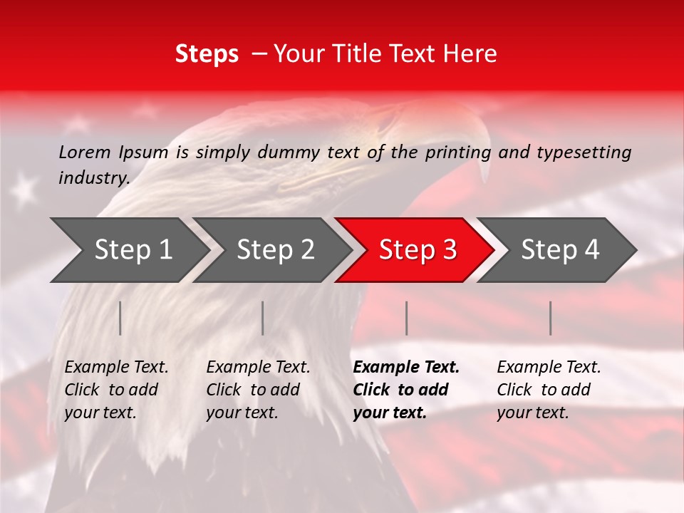 Double Exposure: Bald Eagle In The Foreground With The American Flag Blurred In The Background. PowerPoint Template