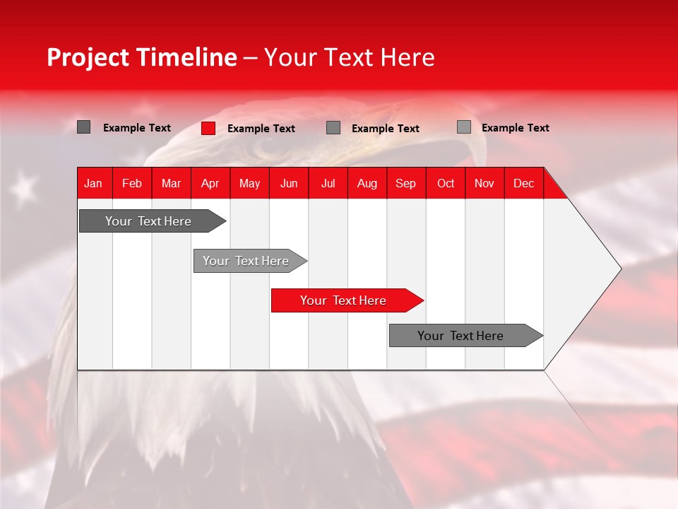 Double Exposure: Bald Eagle In The Foreground With The American Flag Blurred In The Background. PowerPoint Template