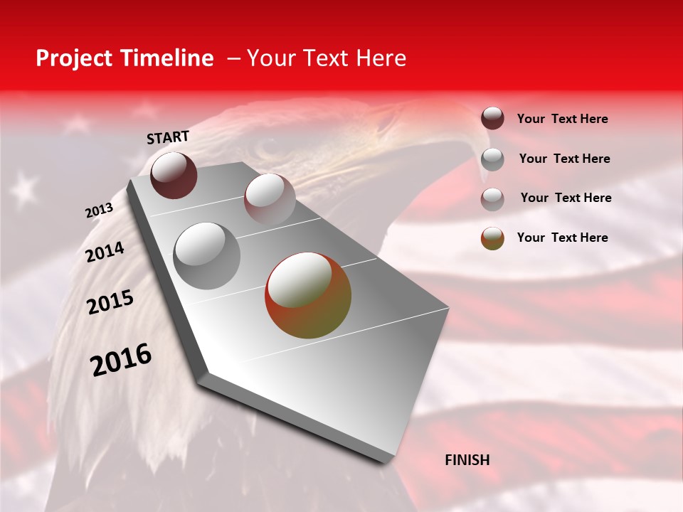 Double Exposure: Bald Eagle In The Foreground With The American Flag Blurred In The Background. PowerPoint Template