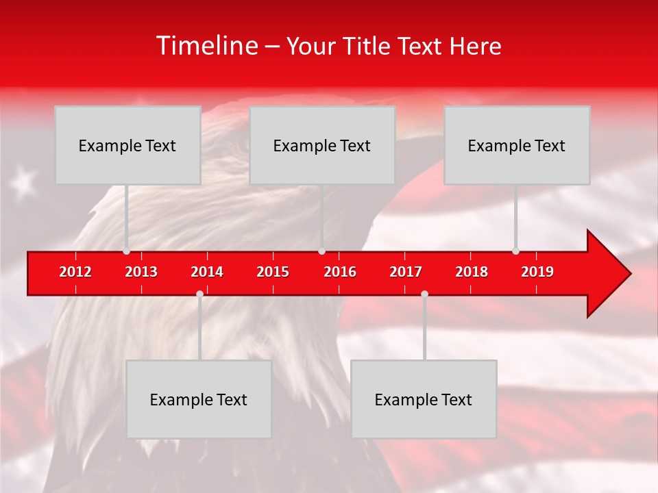 Double Exposure: Bald Eagle In The Foreground With The American Flag Blurred In The Background. PowerPoint Template