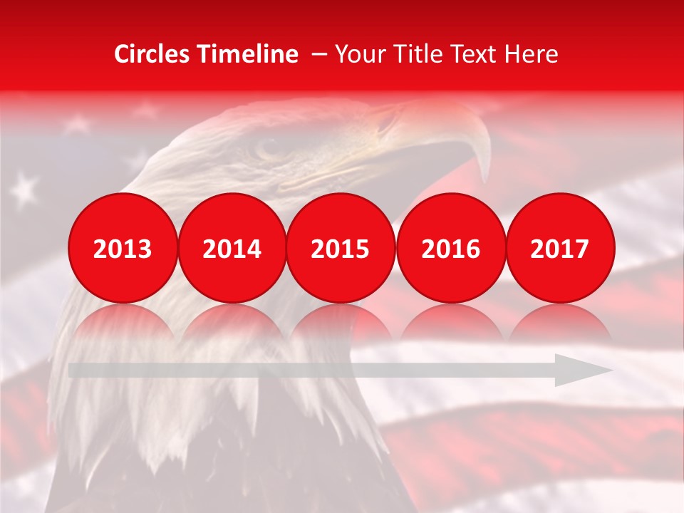 Double Exposure: Bald Eagle In The Foreground With The American Flag Blurred In The Background. PowerPoint Template