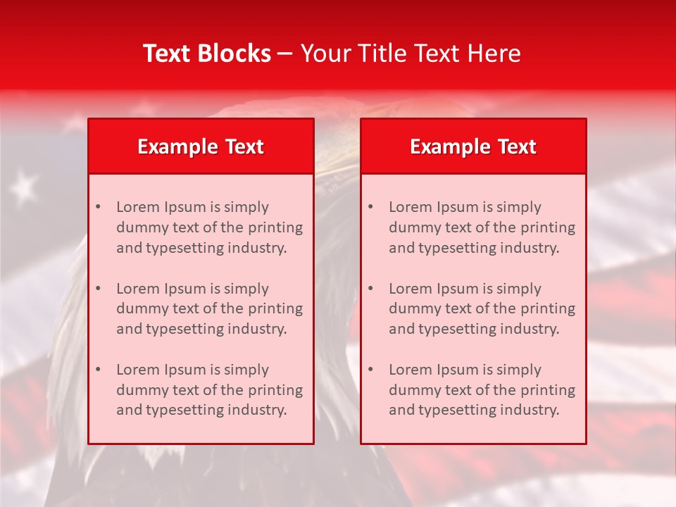 Double Exposure: Bald Eagle In The Foreground With The American Flag Blurred In The Background. PowerPoint Template