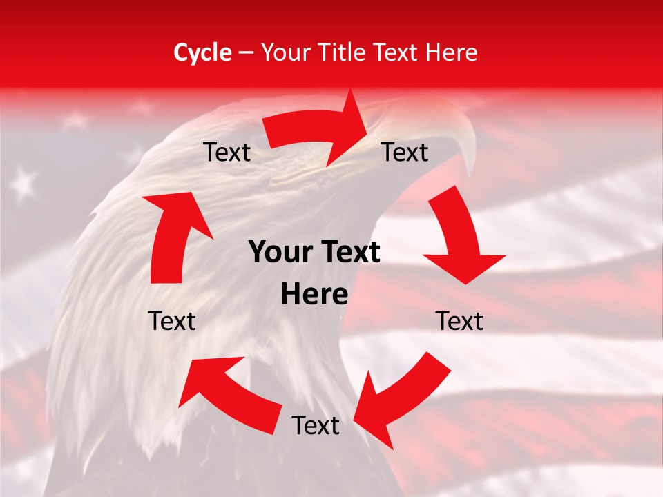 Double Exposure: Bald Eagle In The Foreground With The American Flag Blurred In The Background. PowerPoint Template