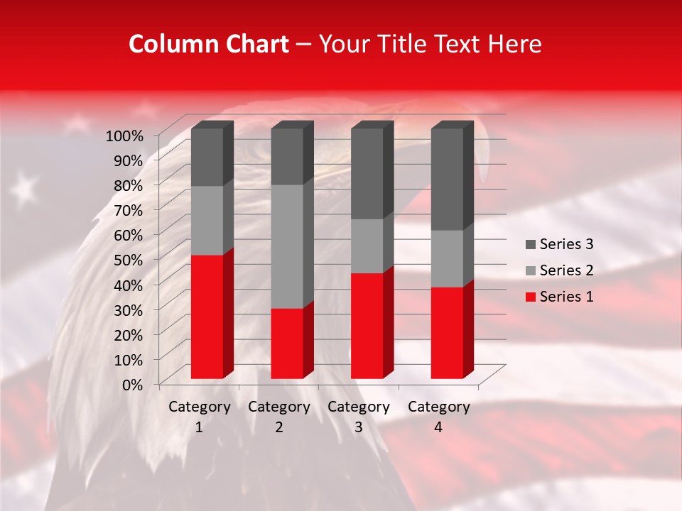 Double Exposure: Bald Eagle In The Foreground With The American Flag Blurred In The Background. PowerPoint Template