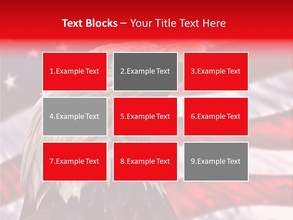 Double Exposure: Bald Eagle In The Foreground With The American Flag Blurred In The Background. PowerPoint Template