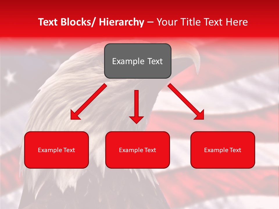 Double Exposure: Bald Eagle In The Foreground With The American Flag Blurred In The Background. PowerPoint Template