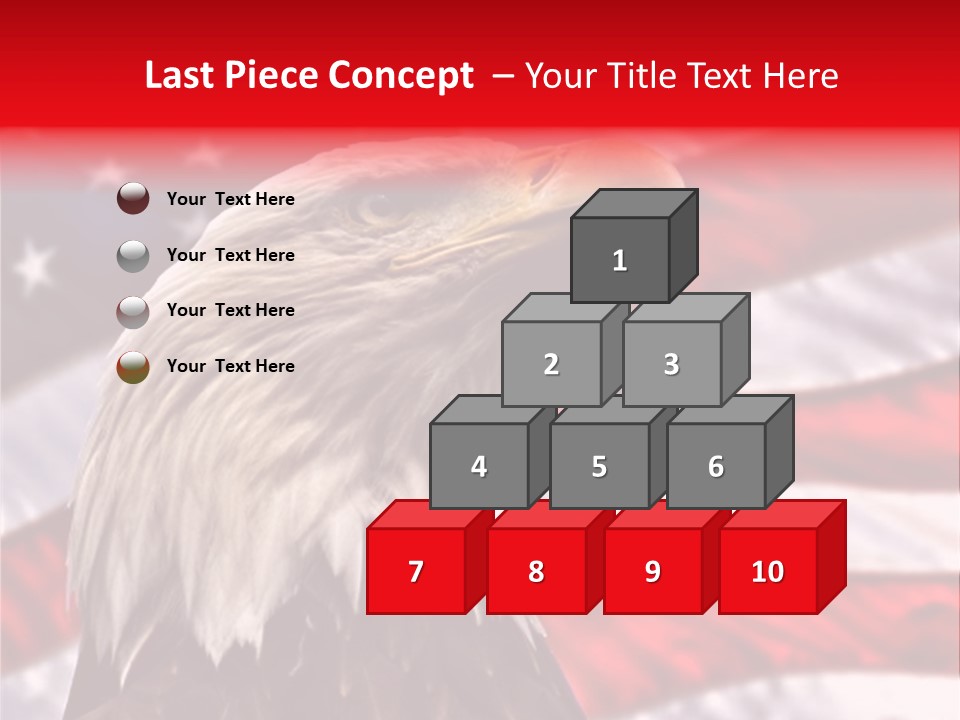 Double Exposure: Bald Eagle In The Foreground With The American Flag Blurred In The Background. PowerPoint Template